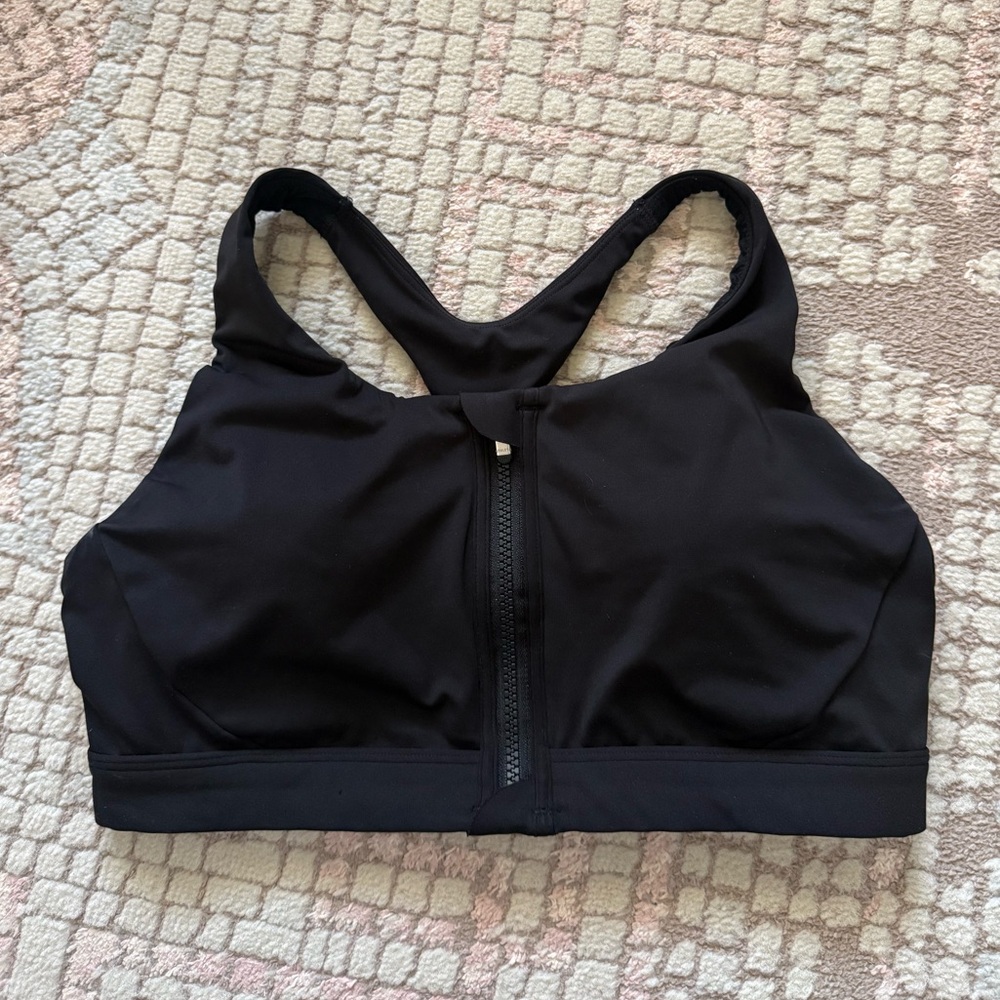 Athleta Black Zip-Front High Impact Sports Bra